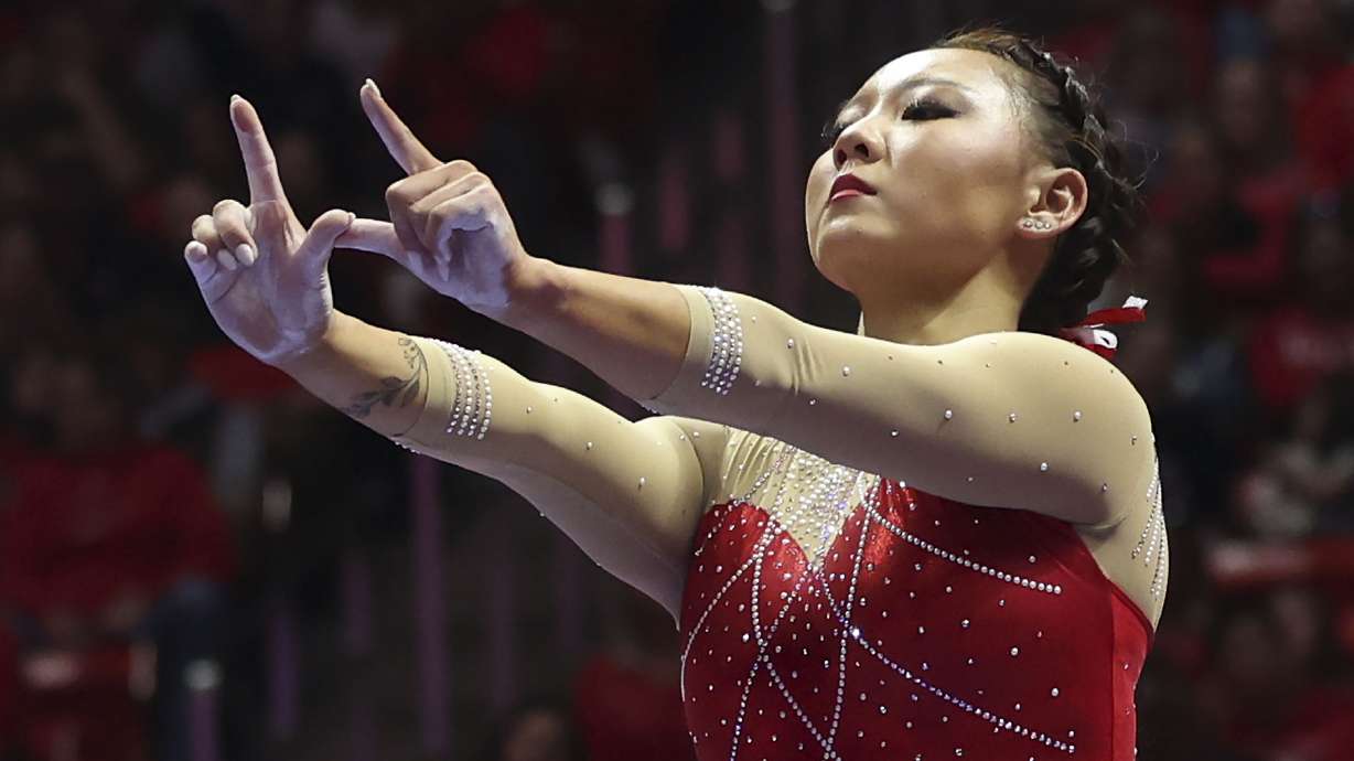 Utah's Kara Eaker competes on the beam as No. 4 Utah takes on No. 5 UCLA at the Jon M. Huntsman Center in Salt Lake City on Feb. 3. Eaker announced her retirement from the sport and withdrawal from the university Friday.