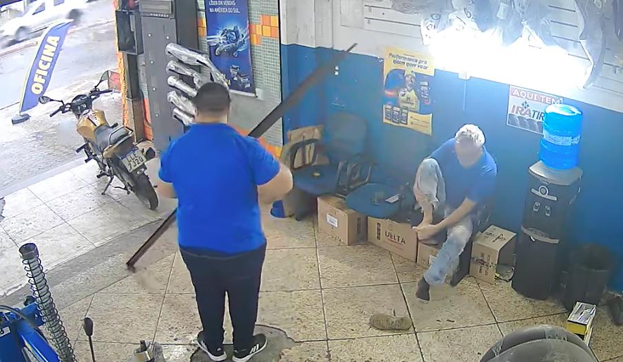 Workers prepare their shop to close for the day in Brazil when disaster strikes.