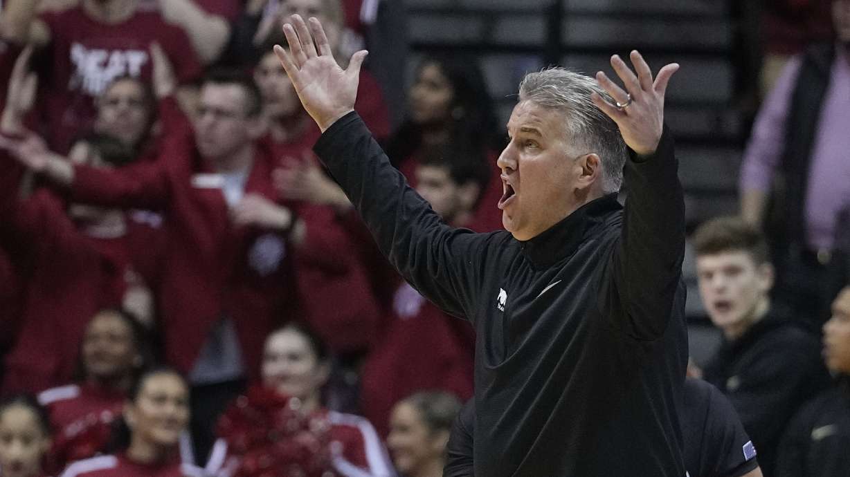Purdue head coach Matt Painter argues a call during the second of an NCAA college basketball game against Indiana, Saturday, Feb. 4, 2023, in Bloomington, Ind.