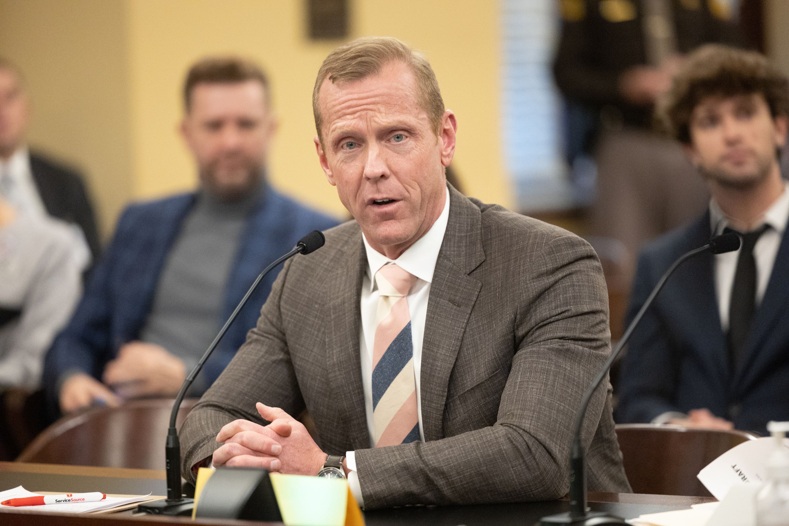 Mike Ostermiller speaks during a committee meeting of the House Business and Labor Standing Committee at the Capitol in Salt Lake City on Monday.