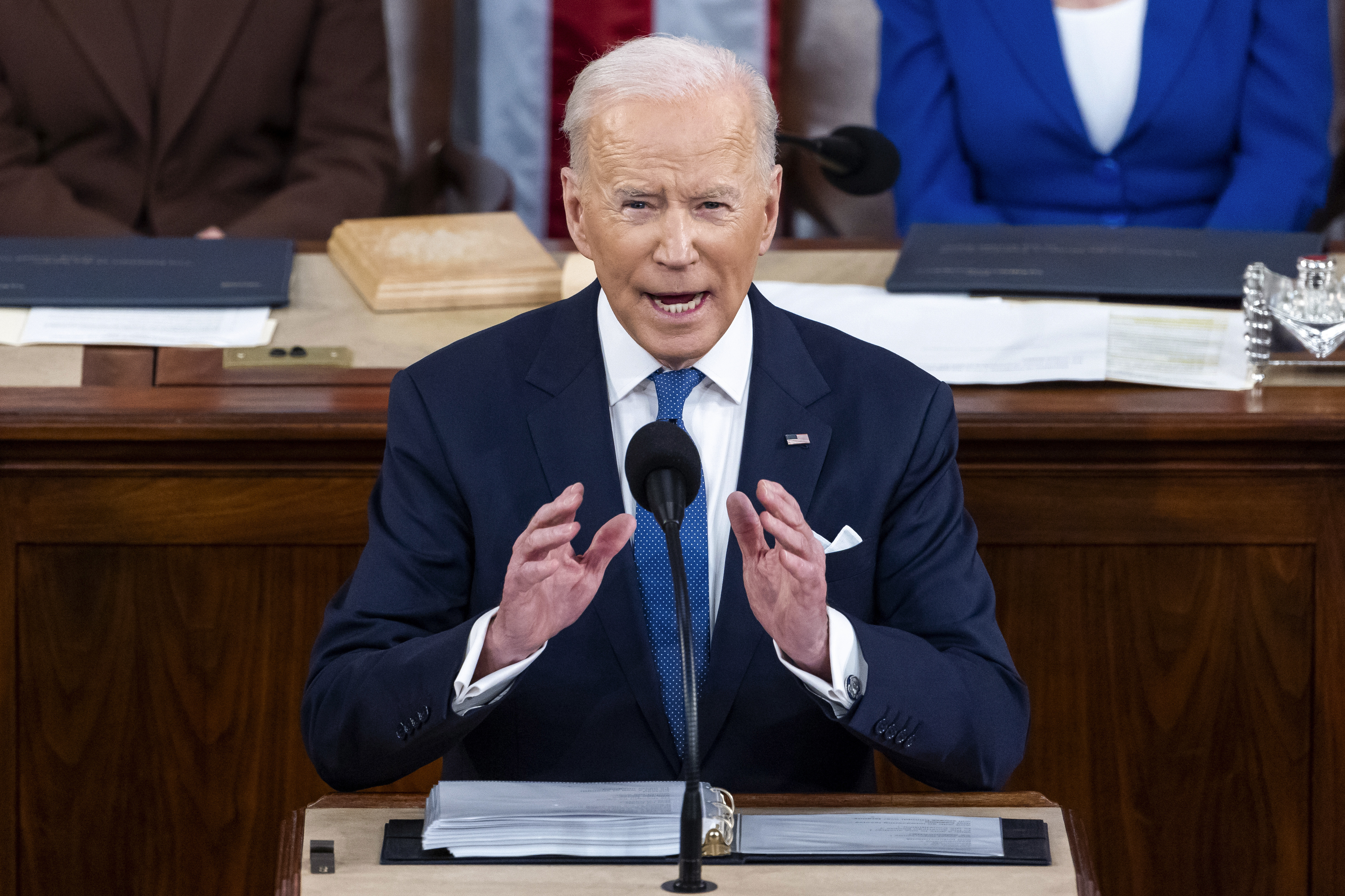 President Joe Biden delivers his first State of the Union at the Capitol, March 1, 2022, in Washington. Biden is ready to offer a reassuring assessment of the nation's condition rather than roll out flashy policy proposals as he delivers his second State of the Union address Tuesday night.