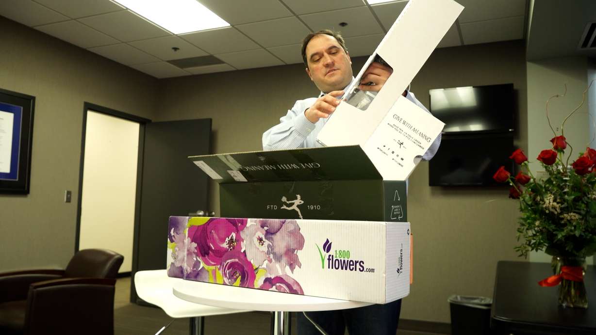 The bouquets KSL-TV ordered from national online sellers came packaged in shipping boxes and needed their stems cut and blooms arranged.