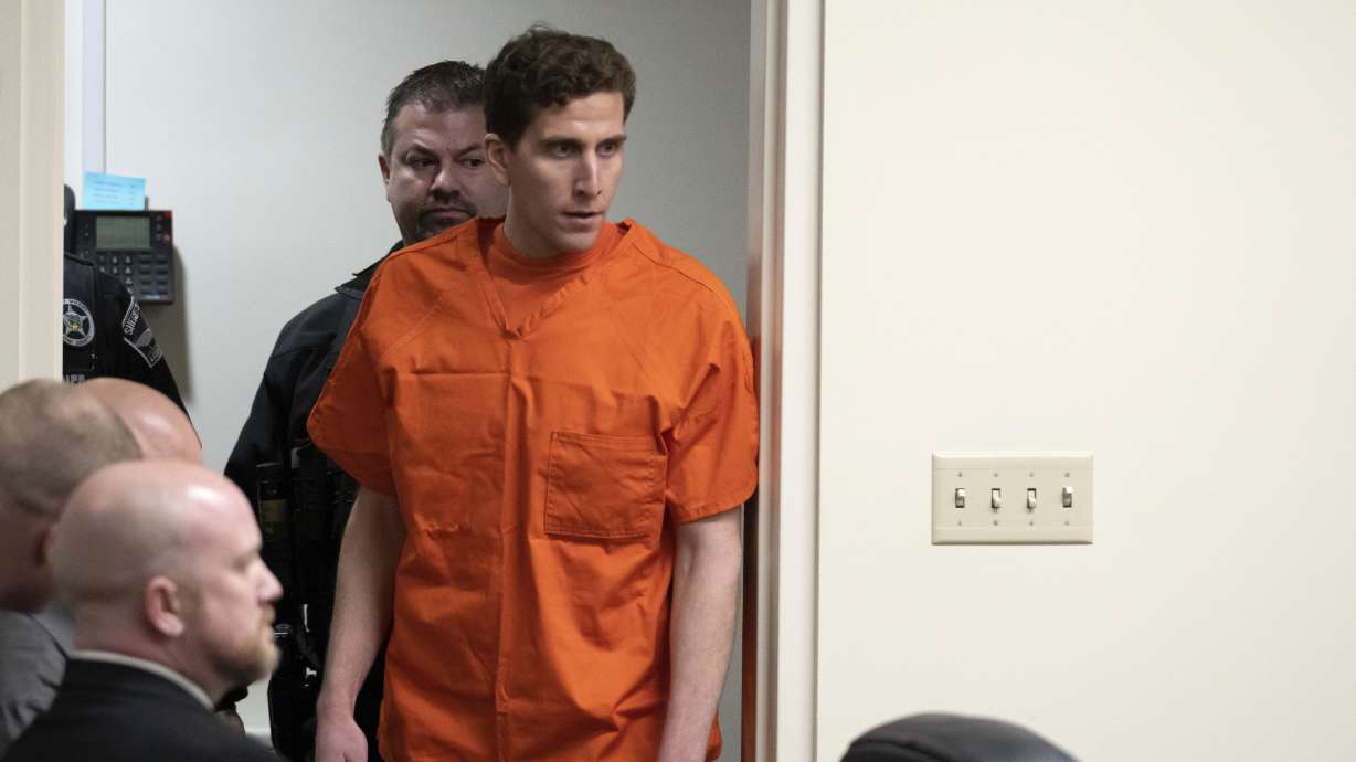 Bryan Kohberger, who is accused of killing four University of Idaho students in November 2022, appears at a hearing on Jan. 5 in Moscow, Idaho. Thirty news organizations have asked the Idaho Supreme Court to overturn a sweeping gag order in a case against Kohberger who is accused of stabbing the four students to death.