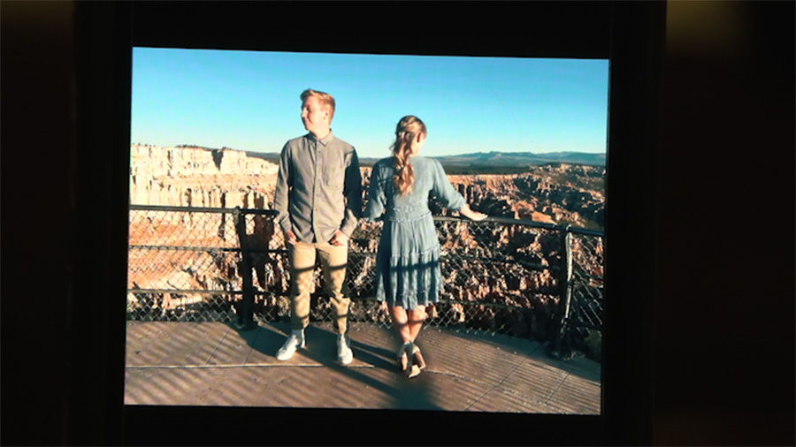 Paige Orton and Garrett Arnoldsen recreate a Bryce Canyon National Park photo in this undated photo.