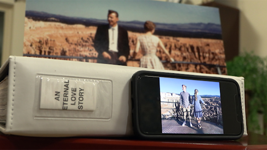 A Utah couple's engagement photo recreating the bride-to-be's grandparents at Bryce Canyon National Park 63 years later is going viral.