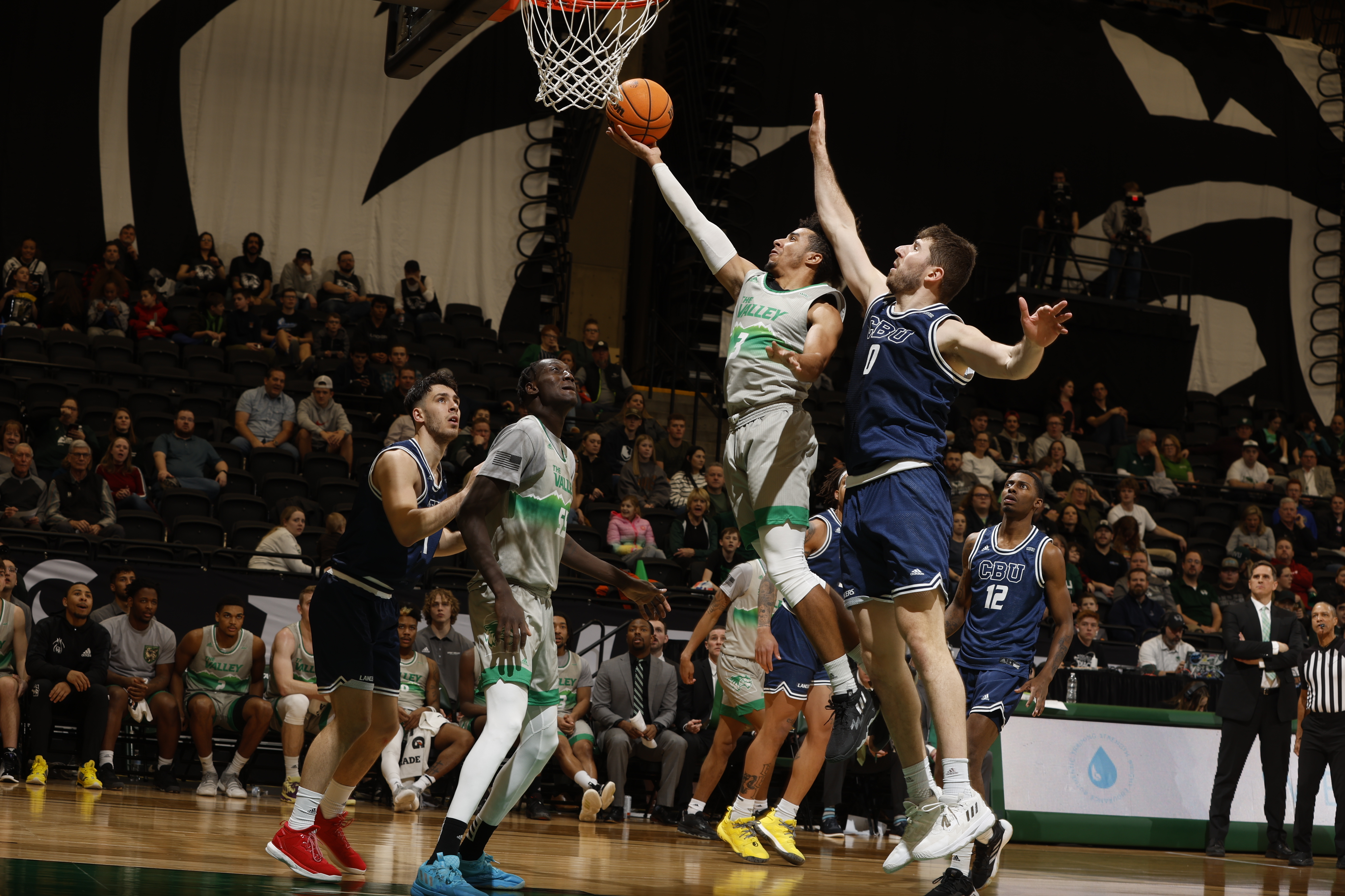 Utah Valley guard Blaze Nield takes a shot against California Baptist, Wednesday, Feb. 8, 2023 at the UCCU Center in Orem.