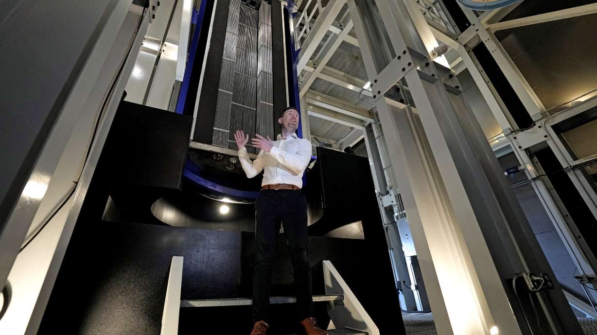 Last Energy CEO Bret Kugelmass explains how power could be produced from a nuclear microreactor during a tour inside the company's demonstration unit that contains a prototype reactor, Jan. 17, in Brookshire, Texas.
