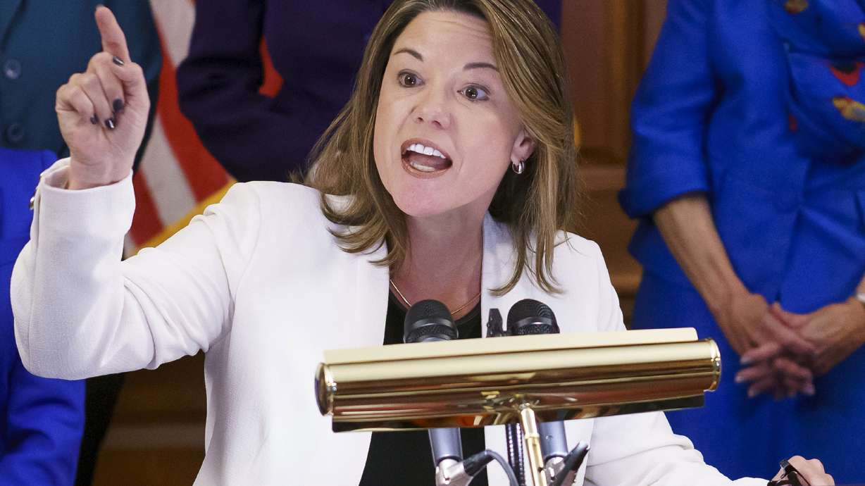 Rep. Angie Craig, D-Minn., speaks during an event at Capitol in Washington, July 20, 2022. Craig was assaulted in her Washington apartment building on Thursday her chief of staff said, but added that there was no evidence that the attack was politically motivated.
