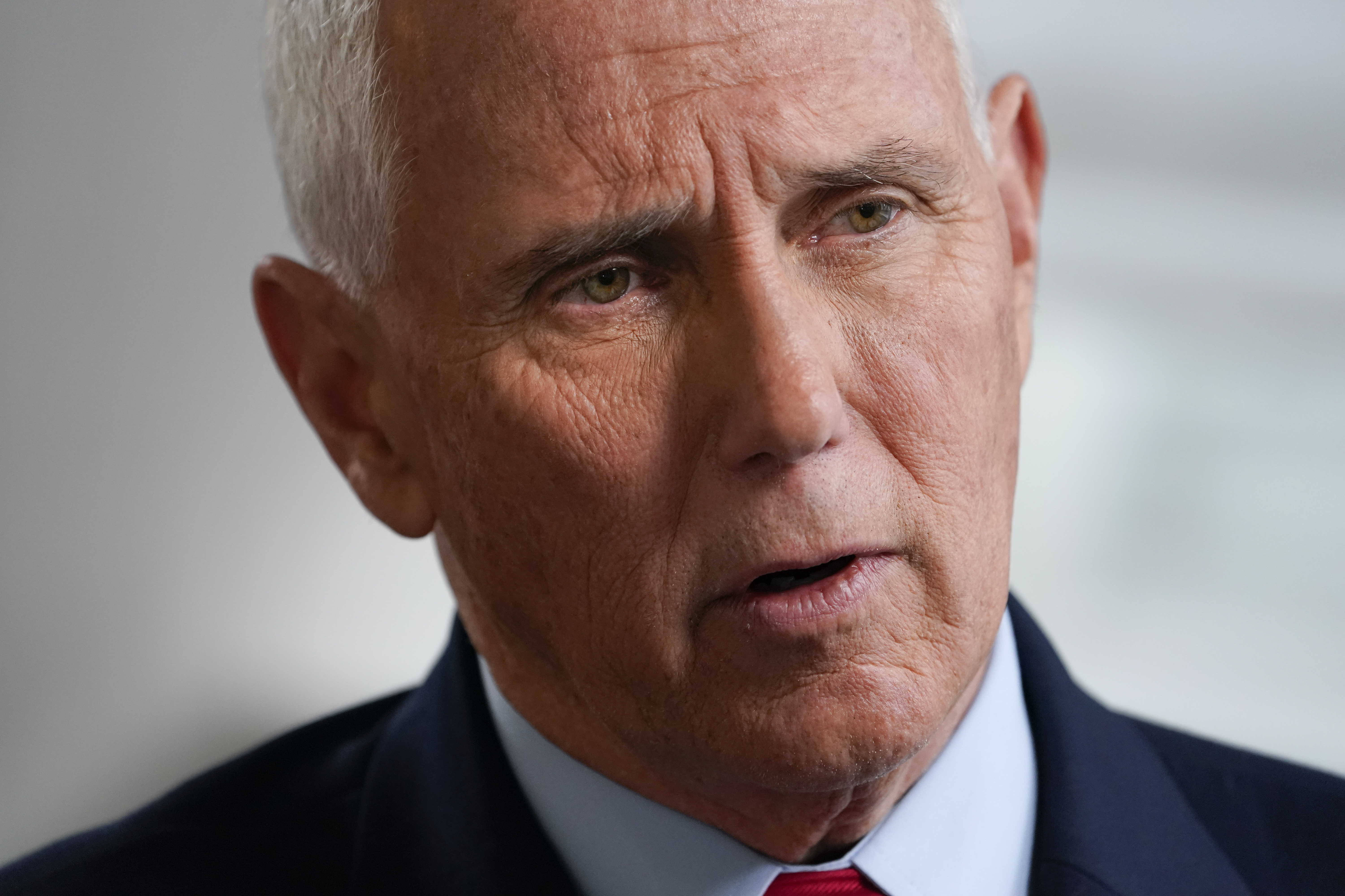Former Vice President Mike Pence sits for an interview with the Associated Press, Nov. 16, 2022, in New York. Pence has been subpoenaed by the special counsel overseeing investigations into efforts by former President Donald Trump and his allies to overturn the results of the 2020 election, Thursday.
