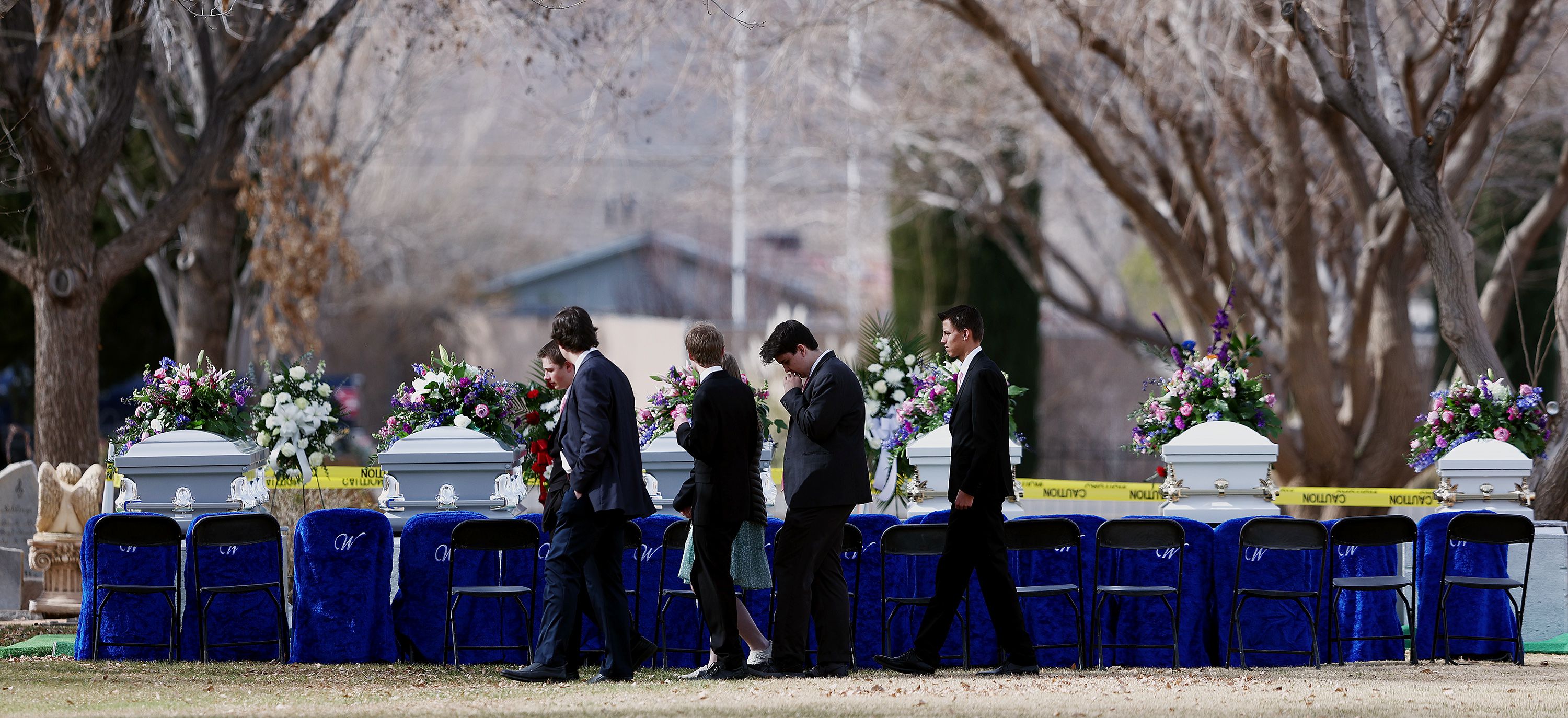 A group of young people leave the cemetery following graveside services in La Verkin, Washington County, for members of the Haight and Earl families. Tausha Haight, her 17-year-old daughter Macie, 12-year-old daughter Brilee, 7-year-old twins Sienna and Ammon, 4-year-old son Gavin and Haight’s mother Gail Earl were laid to rest in the La Verkin City Cemetery on Jan. 13.