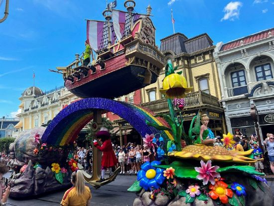 A "Peter Pan" float is seen at the Walt Disney World Magic Kingdom theme park in Orlando, Fla., July 30, 2022. Florida lawmakers on Friday granted its governor effective control of the board that oversees development in and around Walt Disney's central Florida theme parks.