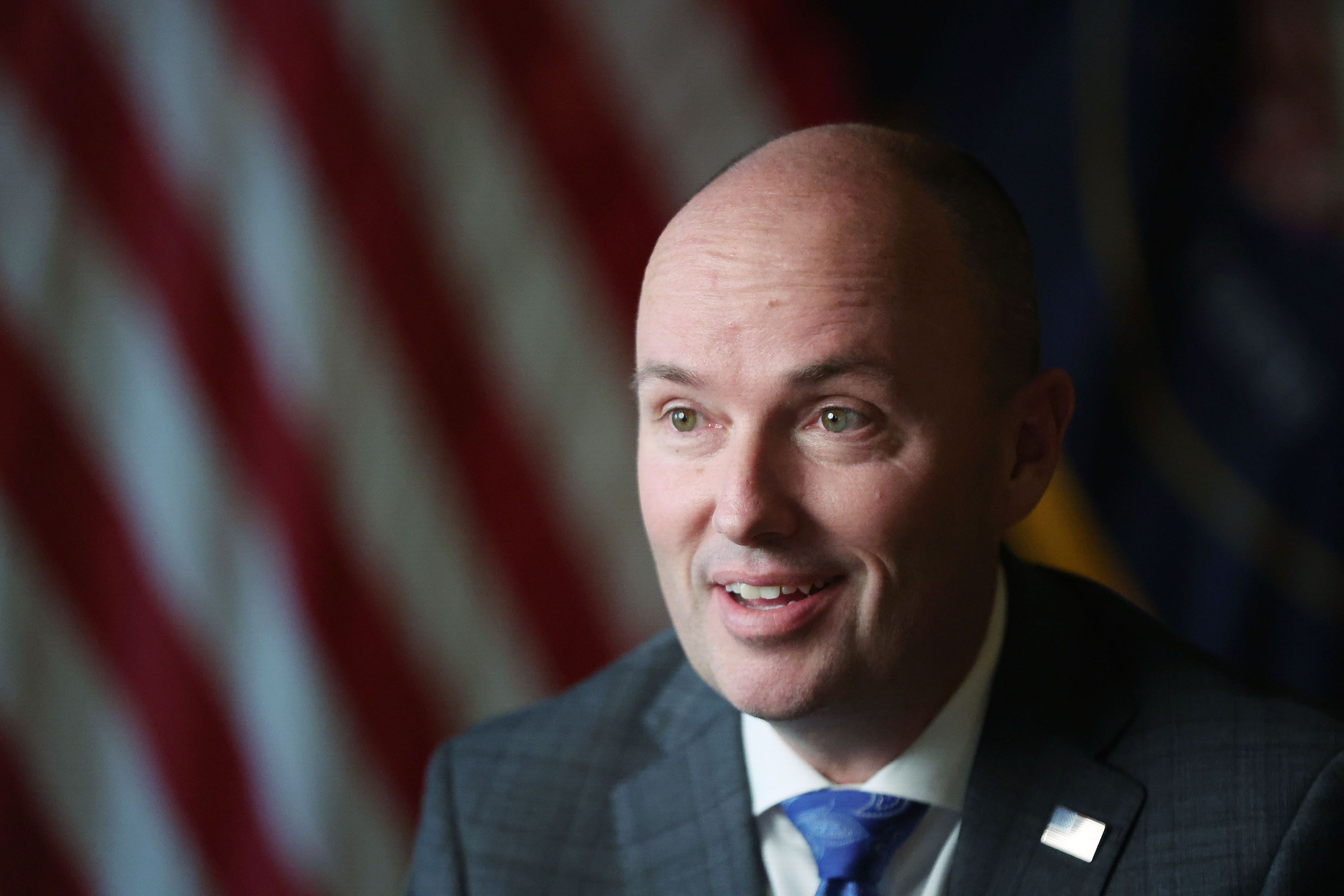 Gov. Spencer Cox speaks during an interview at the Capitol in Salt Lake City on Jan. 12. Cox appeared on NBC’s Meet the Press Sunday with New Jersey Gov. Phil Murphy.