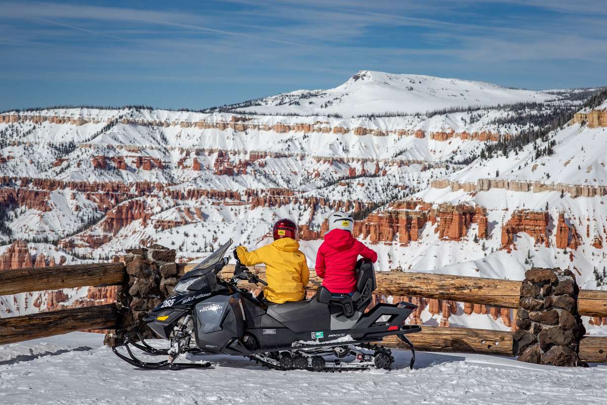 Snowmobiling at Cedar Breaks.