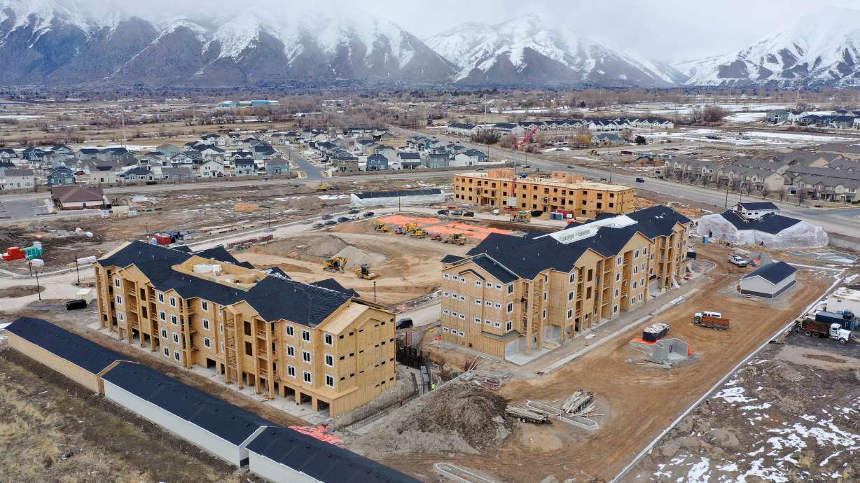 Ridgeline Parkway Apartments, designed by Pontis Architectural Group, are under construction in Spanish Fork, on Tuesday. A Spanish Fork lawmaker is pushing a bill to block voters from challenging local legislative land-use decisions if they're approved with a supermajority vote.