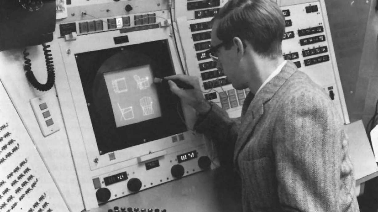 Ivan Sutherland was famous for one of the first graphics computer systems, Sketchpad, pictured in 1962.