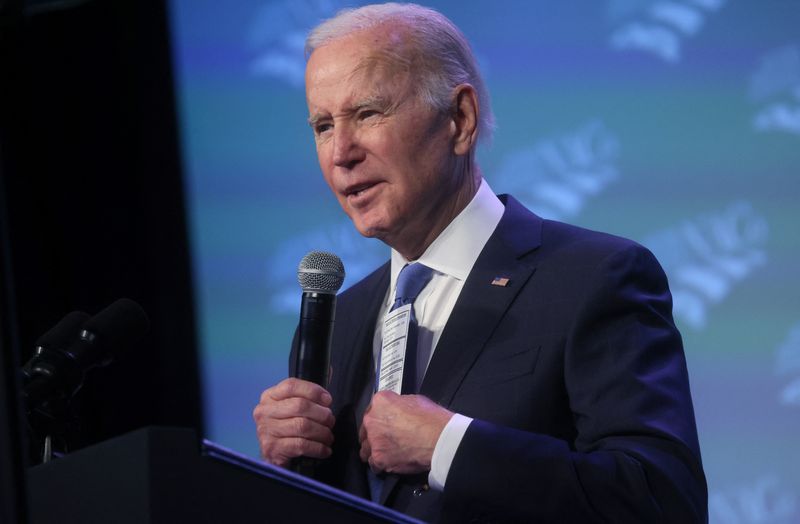 U.S. President Joe Biden addresses the National Association of Counties Legislative Conference in Washington on Tuesday.