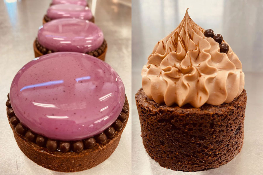 Ganache Pastry and Gelato in Malad, Idaho, opened in August 2021 and has been serving its community hand-crafted masterpieces of chocolaty goodness, including black currant brownie tarts (left) and a chocolate hazelnut tortes.