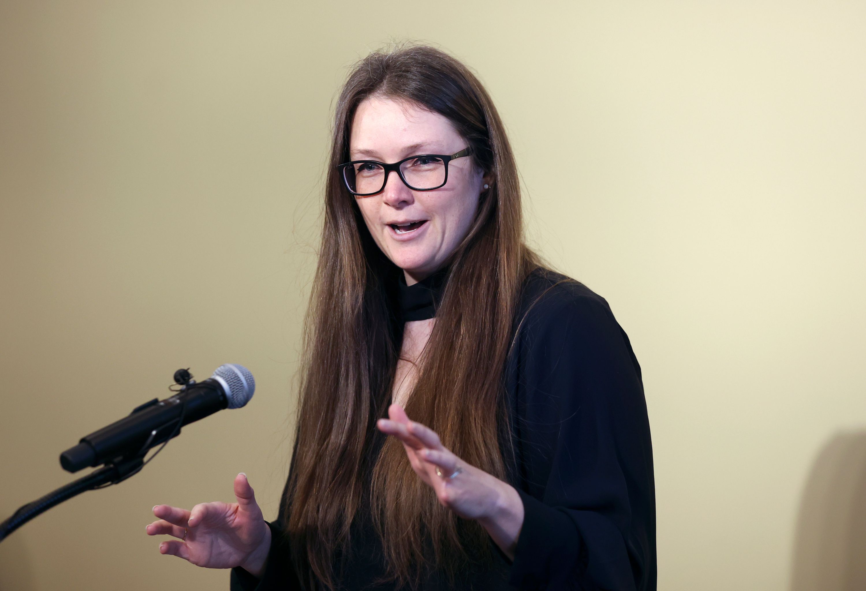Pharmacist Kylee Shumway speaks in favor of SB200, Utah Psilocybin Therapy, during a press conference at the Capitol in Salt Lake City, on Wednesday. Shumway was on a task force last legislative session to look at the safety and efficacy of psilocybin.
