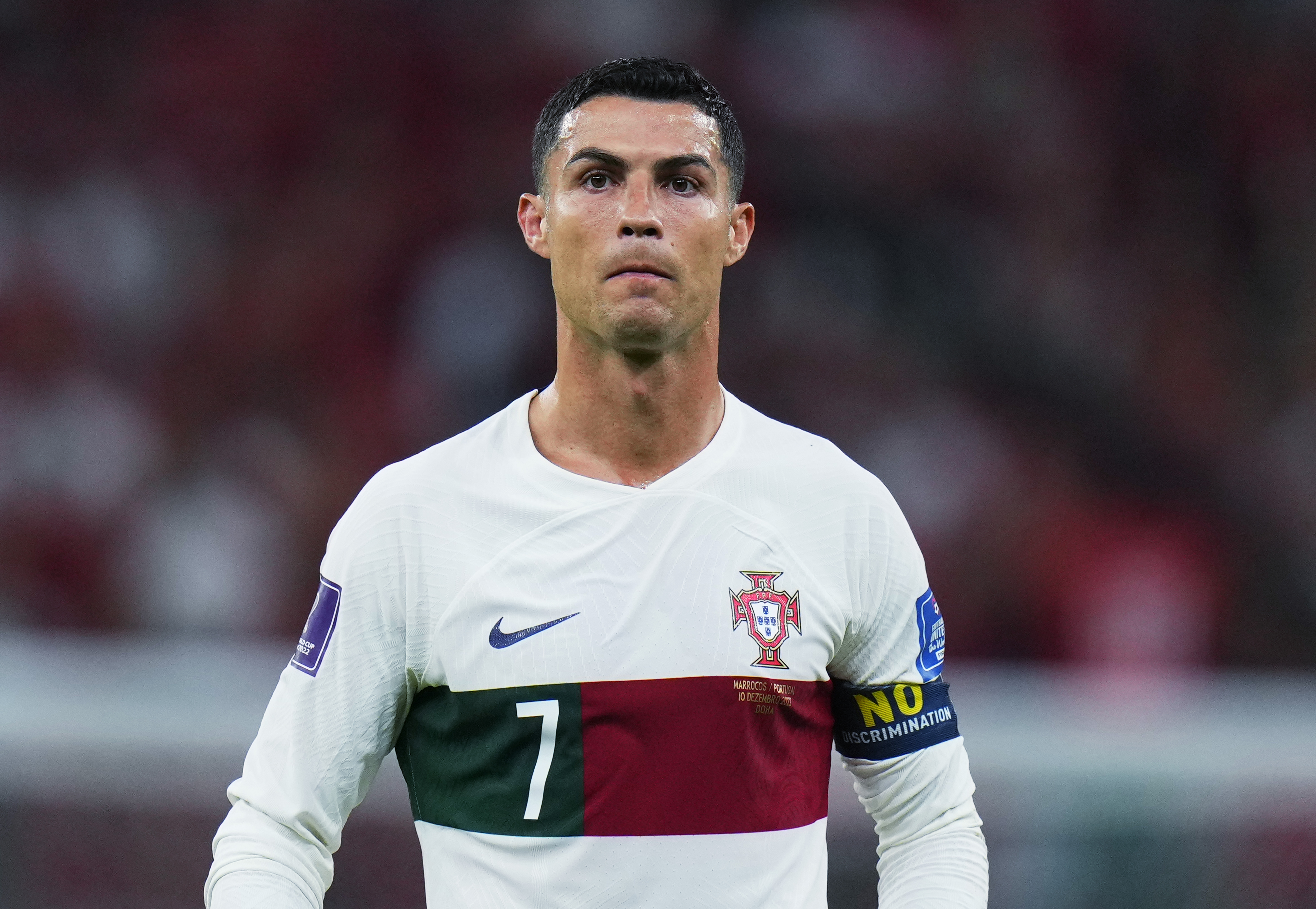 FILE - Portugal's Cristiano Ronaldo pauses during the World Cup quarterfinal soccer match between Morocco and Portugal in Doha, Qatar, Dec. 10, 2022. A Las Vegas lawyer has been hit with a $335,000 penalty for pressing a bid in U.S. courts to force Ronaldo to pay millions of dollars more than the $375,000 in hush money he paid to a Nevada woman who claimed the international soccer star raped her in Las Vegas in 2009.