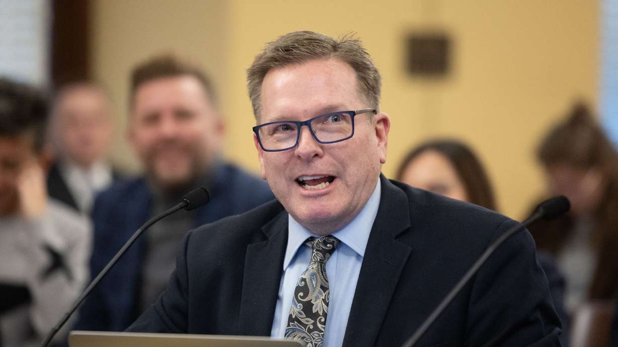 Rep. Mike Petersen, R-North Logan, sponsor of HB228, a bill loosening Utah’s conversion therapy ban, speaks during a committee meeting of the House Business and Labor Standing Committee at the Capitol in Salt Lake City on Feb. 6. The bill has won final legislative approval.