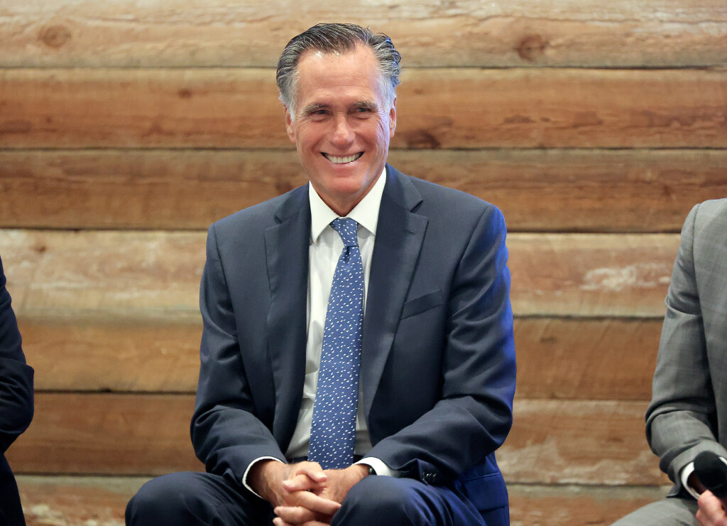 Sen. Mitt Romney, R-Utah, smiles during a South Valley Chamber of Commerce meeting at Salt Mine Productive in Sandy on Aug. 18, 2022. After four years in Washington, Romney has established himself as a rare senator willing to publicly rebuke members of his own party.
