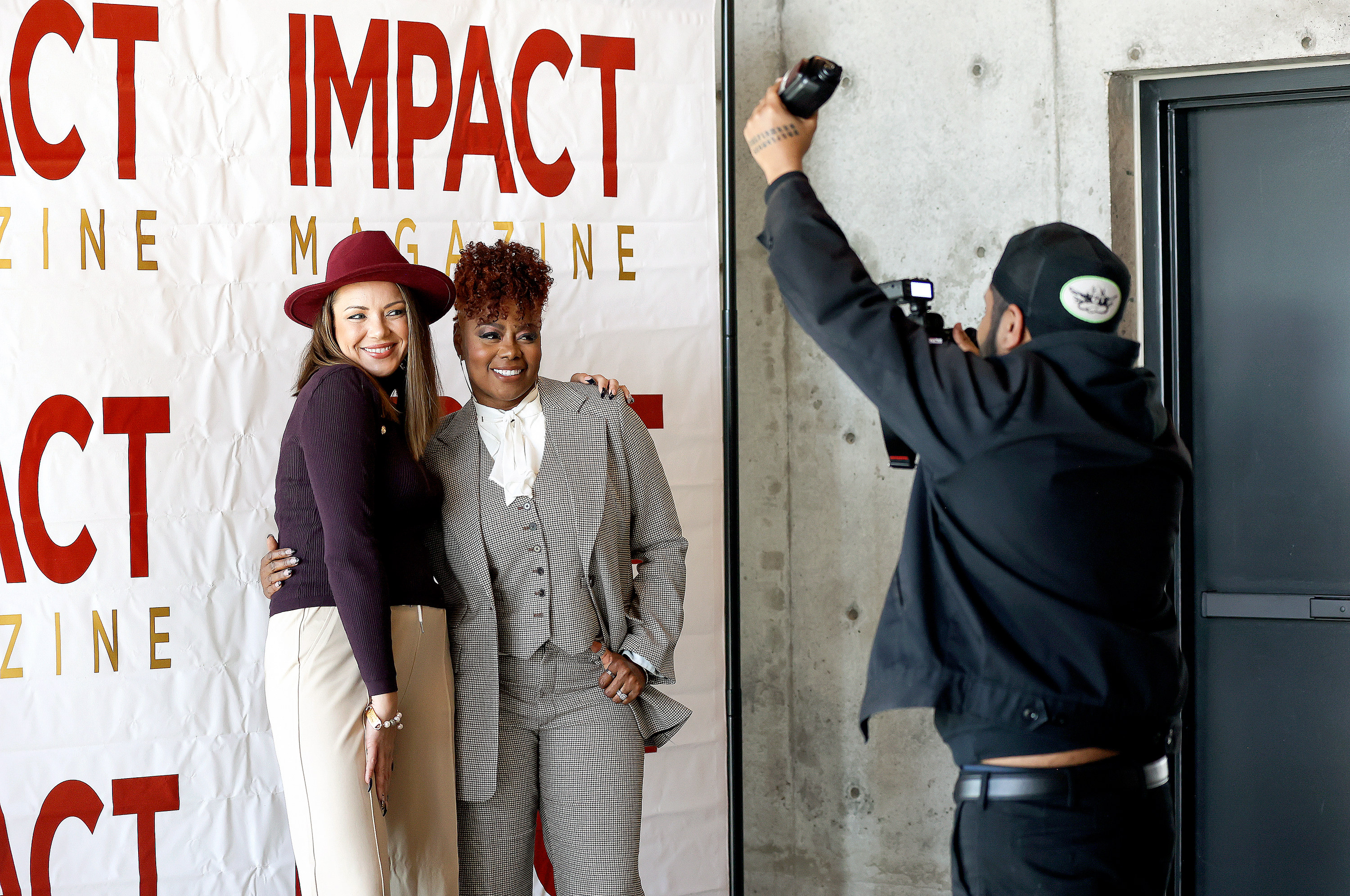 Celebrity Sports Academy chief operating officer Jessica McDaniel, left, and Tragil Wade-Johnson, America’s Big Sisters Foundation founder, pose for a photo at the NBA All-Star Women of IMPACT Honorary Brunch and Cover Release Party at Spyhop Rooftop in Salt Lake City on Friday. Wade-Johnson is an honoree at the event.