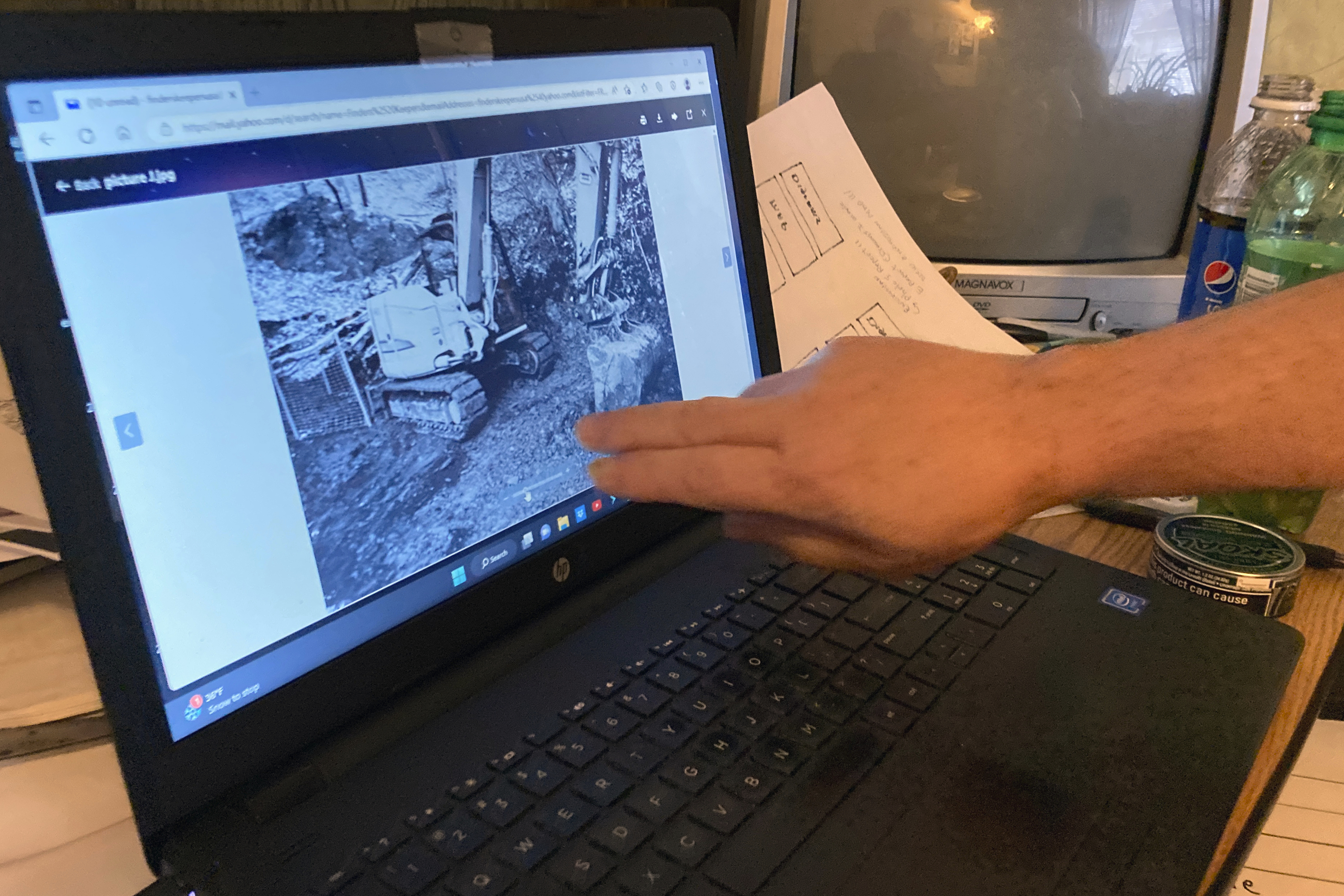 Treasure hunter Dennis Parada, owner of Finders Keepers, talks about the FBI's 2018 dig for Civil War-era gold in Clearfield, Penn., Jan. 6. Parada is pressing the FBI to release more documents related to the dig, which he suspects found gold but which the FBI insists came up empty.