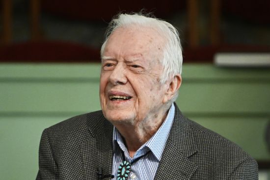 Former President Jimmy Carter teaches Sunday school at Maranatha Baptist Church in Plains, Ga., Nov. 3, 2019. The Carter Center says Carter has entered home hospice care, Saturday.
