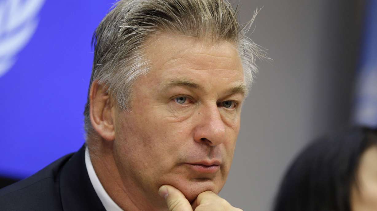 Actor Alec Baldwin attends a news conference at United Nations headquarters, on Sept. 21, 2015. Prosecutors have dropped the possibility of a sentence enhancement that could have carried a mandatory five-year sentence against Baldwin in a fatal film-set shooting, according to court filings made public Monday.