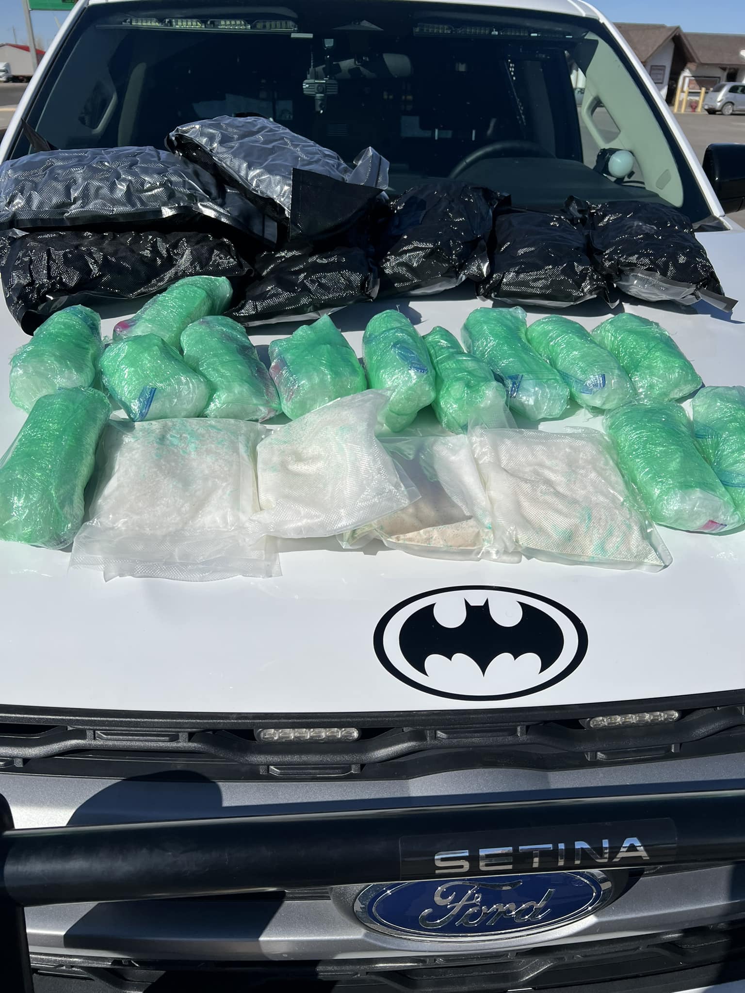 A routine check of a Greyhound bus at a truck stop in Green River on Sunday resulted in police seizing 17 pounds of methamphetamine and 10 pounds of marijuana.
