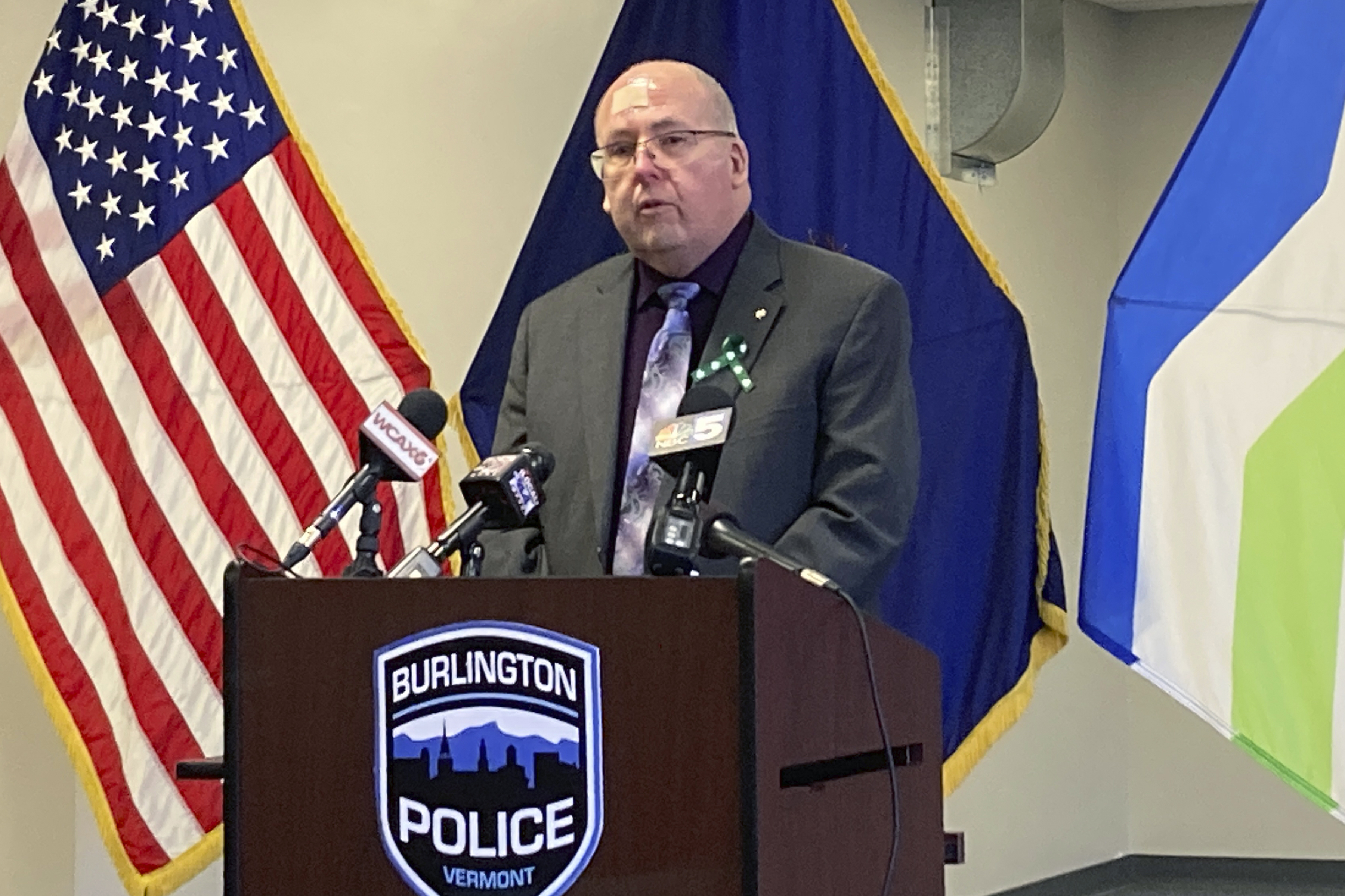 Tom Curran, brother of 1971 murder victim Rita Curran, faces reporters during a news conference, Tuesday at the Burlington Police Department in Burlington, Vt., after police announced they had identified the man who killed Curran's sister. 