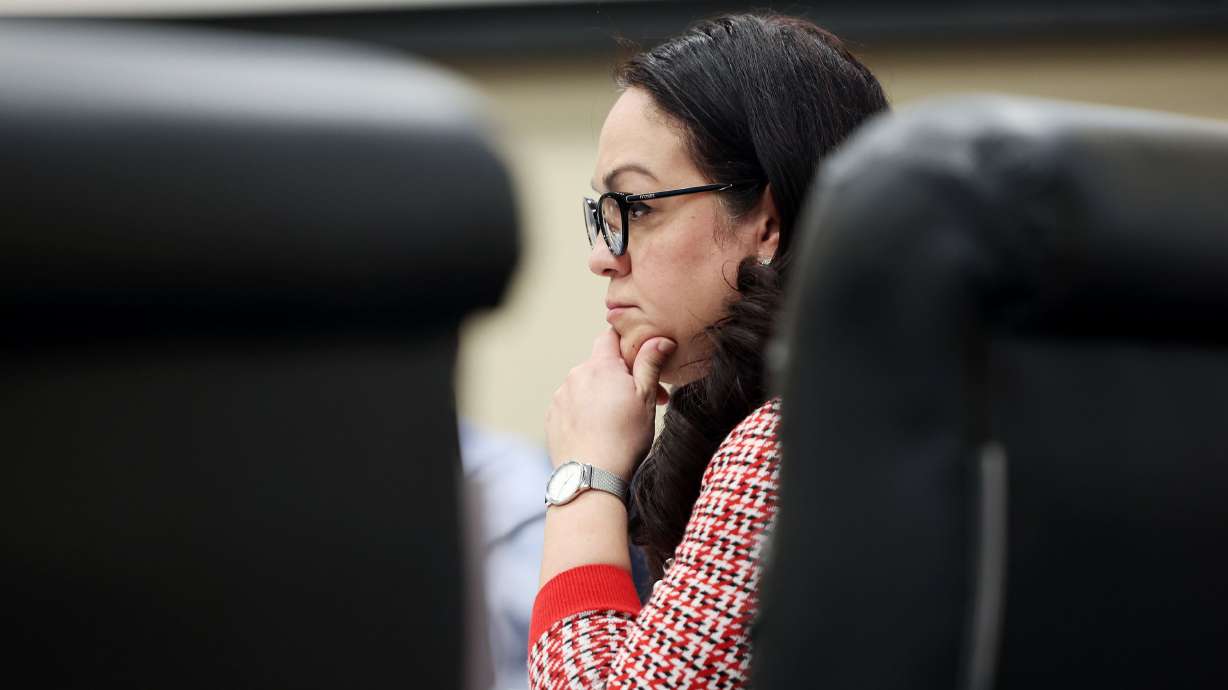 Senate Minority Leader Sen. Luz Escamilla, D-Salt Lake City, listens during discussion of SB200 in the Senate Health and Human Services committee at the Capitol in Salt Lake City on Wednesday.