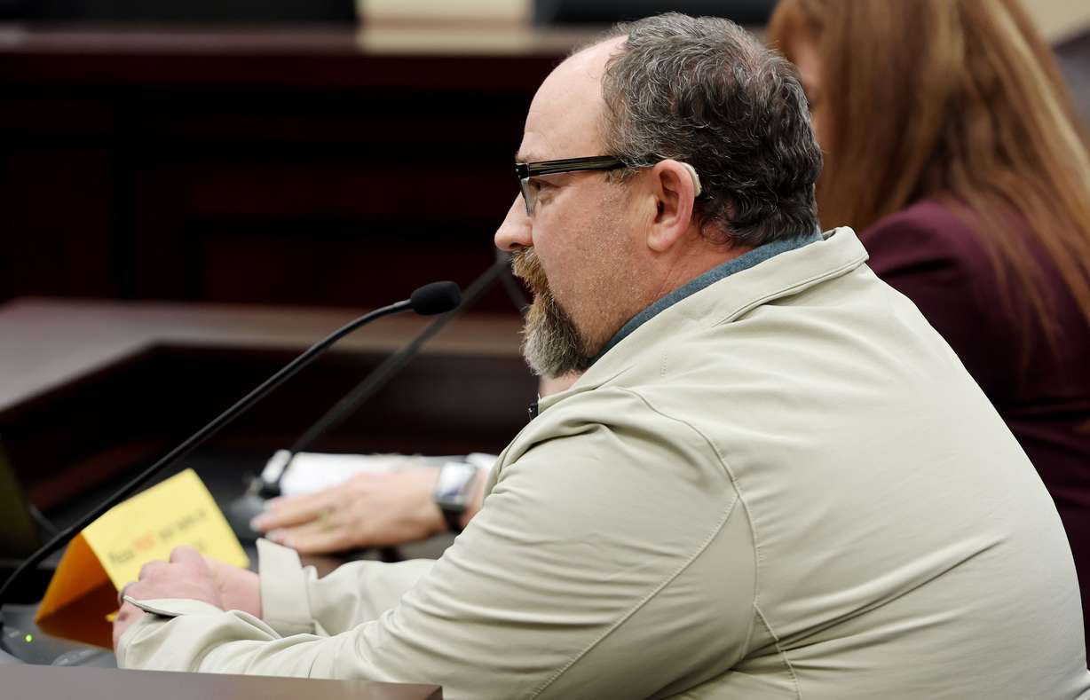 Eric Swartz testifies in favor of the bill as senators on the Senate Health and Human Services committee hear SB200 at the Capitol in Salt Lake City on Wednesday.