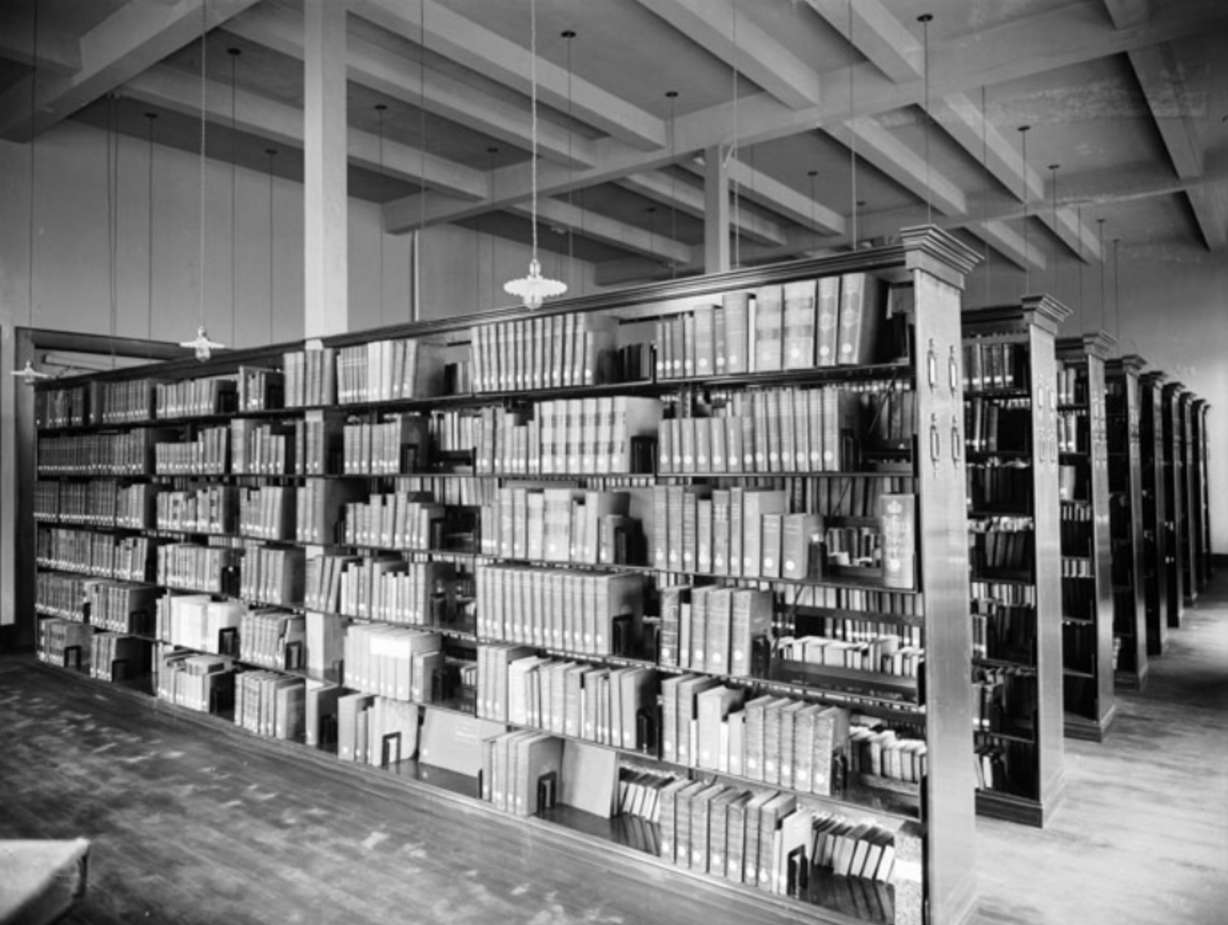 The interior of the first solo Salt Lake City Public Library building just before it opened in October 1905. It remained the main location until another building opened in 1964.