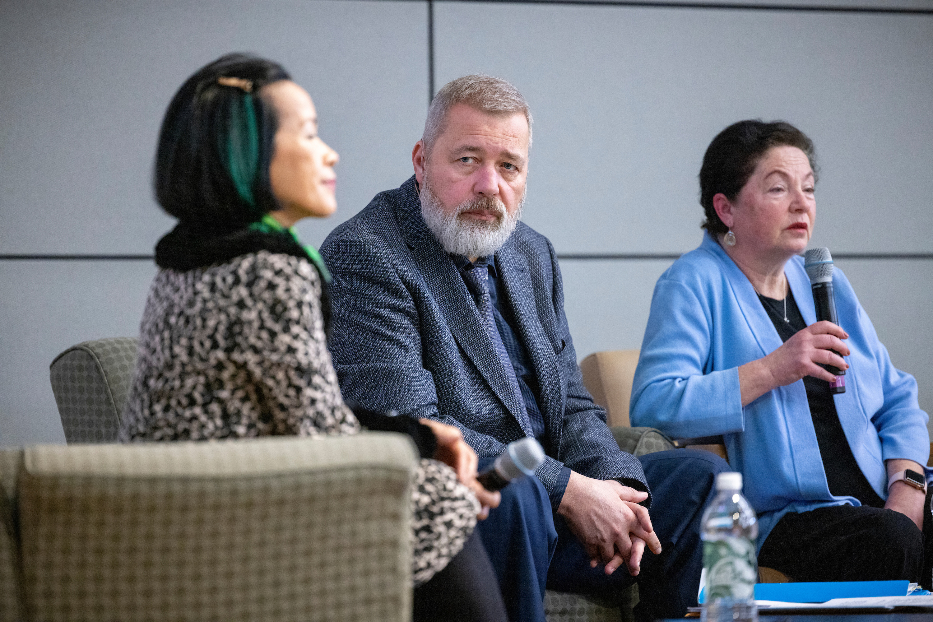Dmitry Muratov, a Russian journalist and a Nobel Peace Prize winner, speaks Friday at Utah Valley University in Orem.
