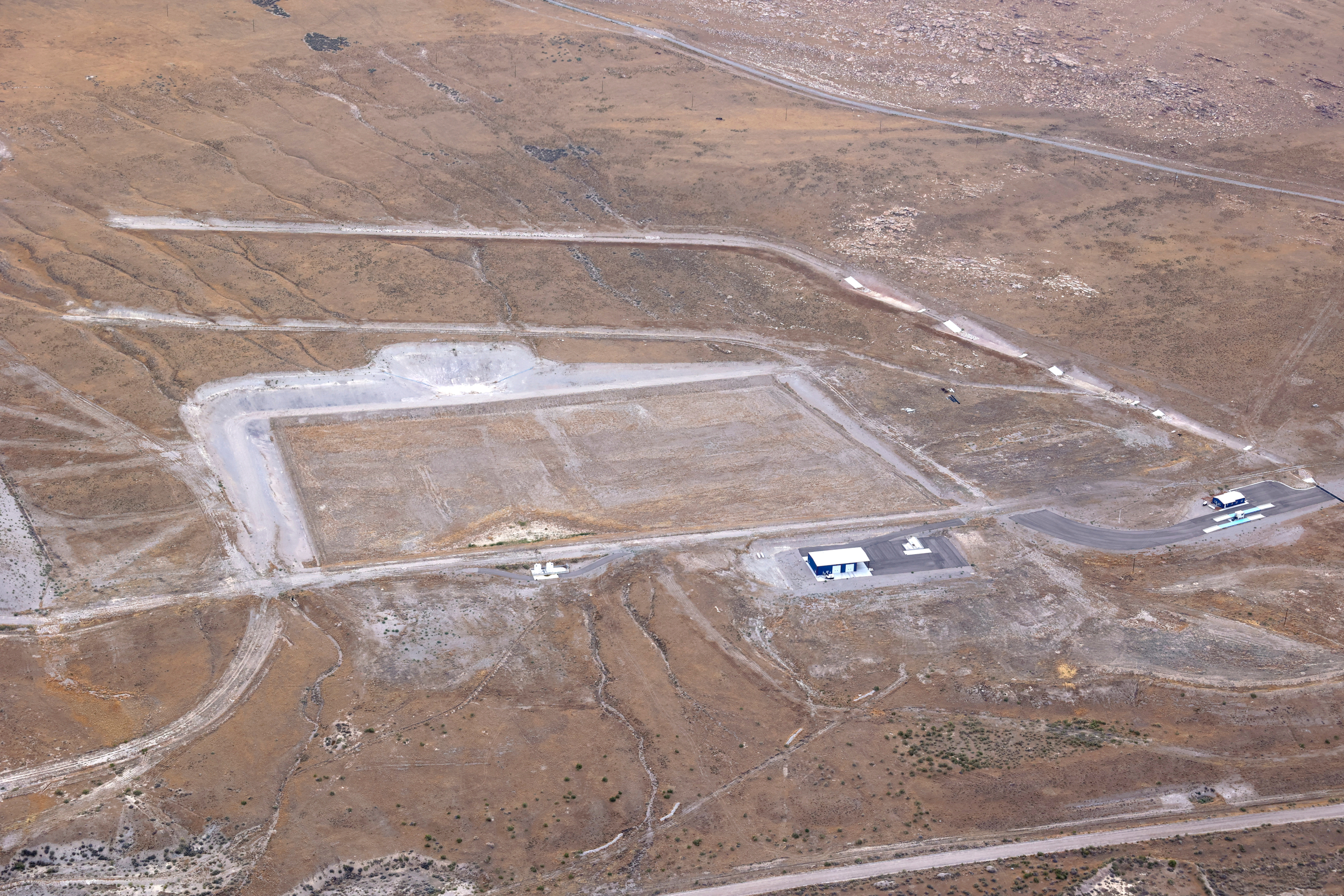 A class III permitted landfill, 1000 ft from the shore of the Great Salt Lake, is pictured on Promontory Point on Aug. 4, 2022. Lake advocates and scientists have long sounded the alarm over the massive dump, which has proposed hauling in coal ash and garbage from other states.