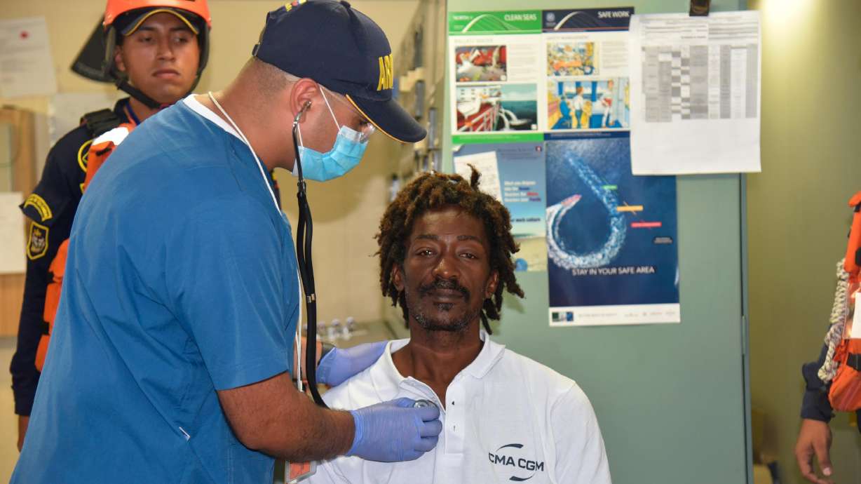 Elvis Francois receives a medical checkup after being rescued in Cartagena, Colombia, in January. Heinz is asking the public to help contact him so they can buy him a new boat in celebration of his successful rescue.