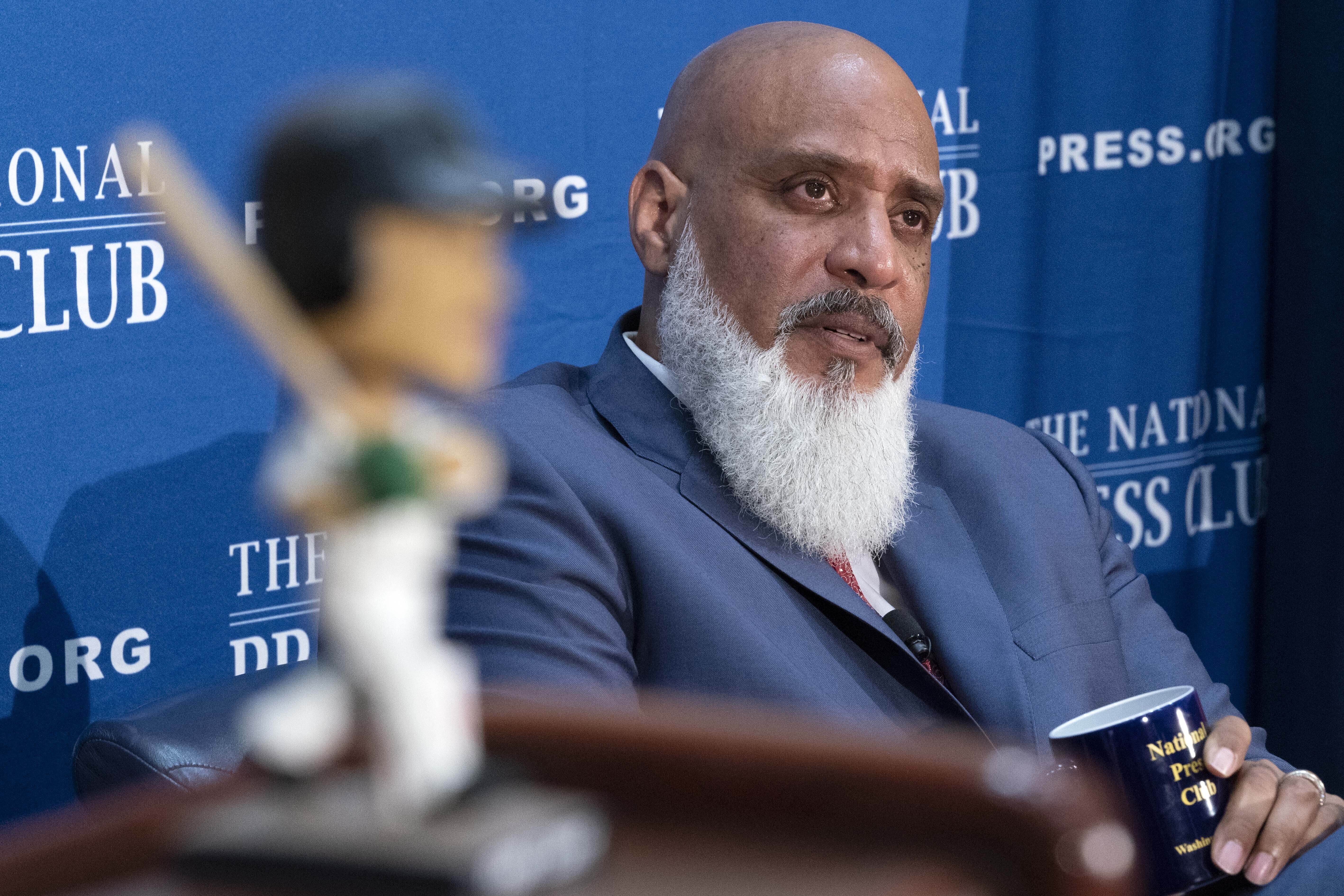 FILE - Executive Director of the Major League Baseball Players Association Tony Clark speaks during a news conference at the Press Club in Washington, Sept. 7, 2022. A handful of free-spending owners in Major League Baseball have made some of the game’s other owners a little nervous. Clark does not mind that development one bit. The players' union head said “baseball is doing well” Saturday, Feb. 25, 2023, at the union's new facility in Scottsdale, Ariz. 