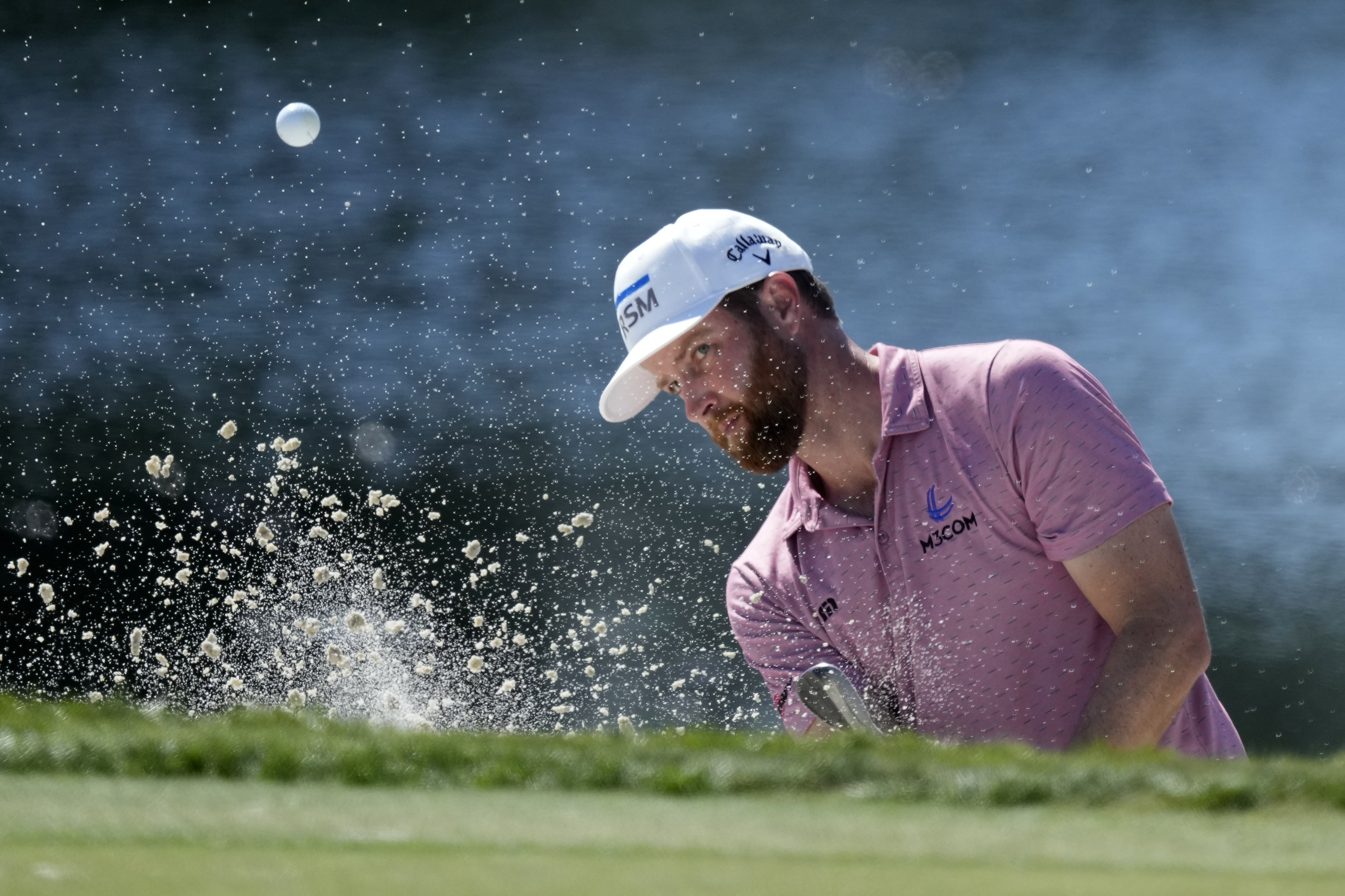 Charles Kirk hits from a bunker onto the sixth green during the third round of the Honda Classic golf tournament, Saturday, Feb. 25, 2023, in Palm Beach Gardens, Fla. 