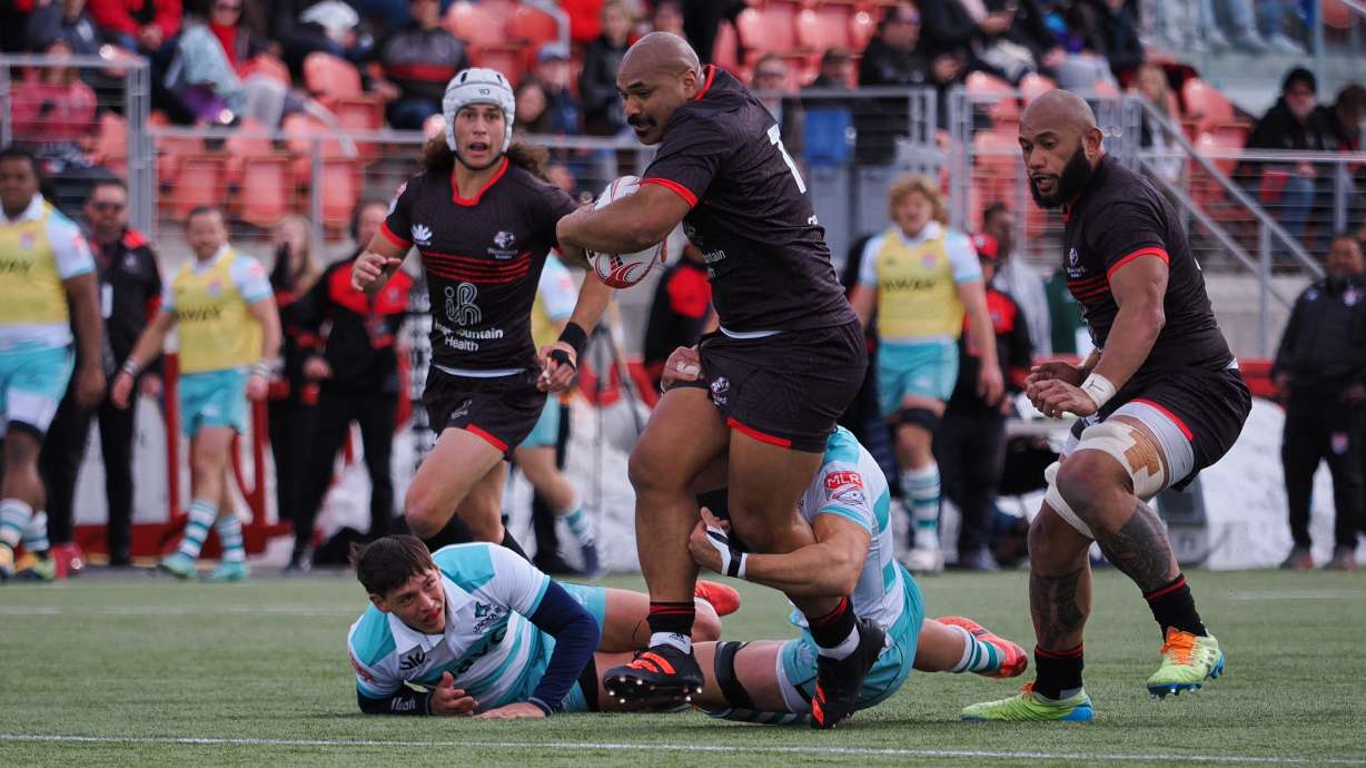 Paul Lasike help the Utah Warriors to a 33-25 win over the Dallas Jackals in the Warriors' home opener, Saturday, Feb. 25, 2023 at Zions Bank Stadium in Herriman.