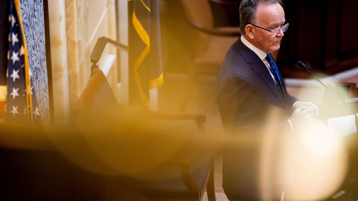 Senate President Stuart Adams, R-Layton, oversees work at the Capitol in Salt Lake City Friday. Adams said he doesn't want to force clergy to report child abuse because it would make clergy choose between "being excommunicated or thrown in jail."