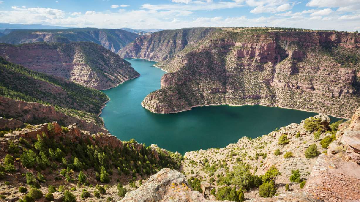 An undated photo of Flaming Gorge along the Utah-Wyoming border. Upper Colorado River Basin states — Utah, Colorado, New Mexico and Wyoming — voted Monday to suspend releases from the reservoir to flow down to the Colorado River and the struggling Lake Powell.