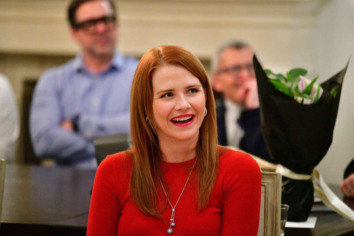 Elizabeth Smart smiles on Feb. 23, in Sandy, while discussing a new book to be published close to the 20-year anniversary of when she was found following a nine-month kidnapping.