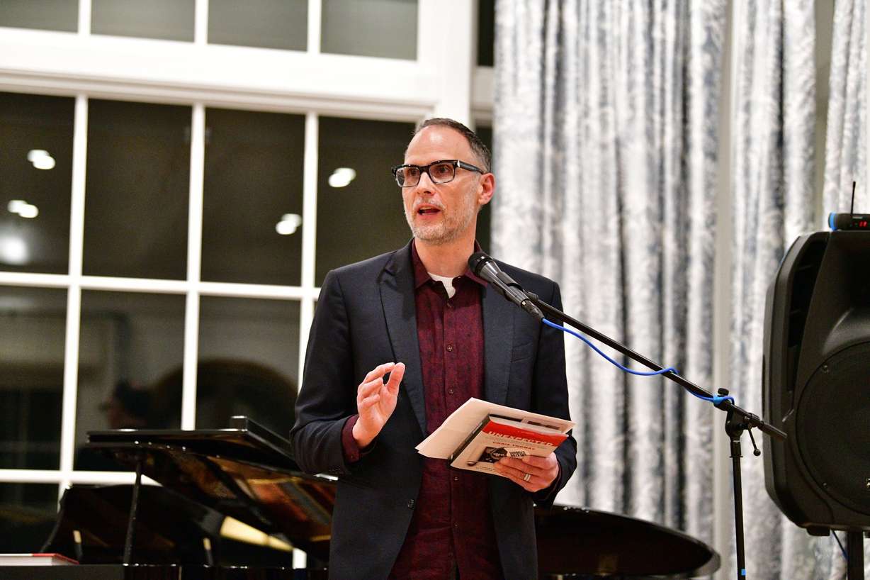 Chris Thomas speaks about his new book, "Unexpected: The backstory of finding Elizabeth Smart and growing up in the culture of American religion" during an event in Sandy on Feb. 23. The book is available for pre-order now, but goes on sale March 7.