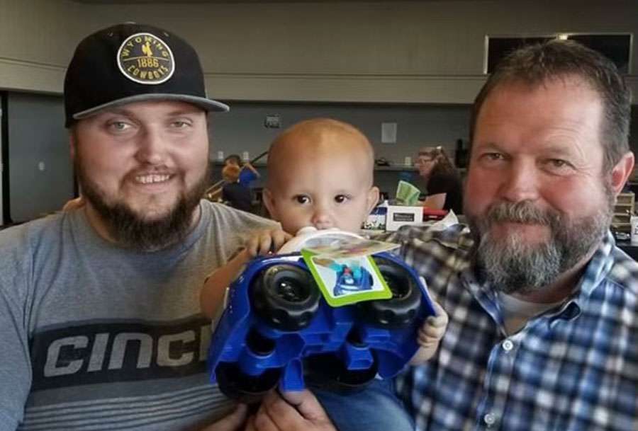 Kye Stephenson is with his son and father, Buff Stephenson.