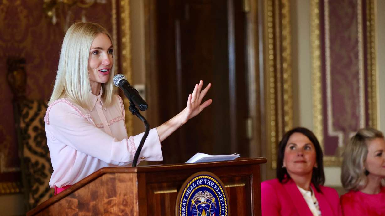 Period Project founder Emily Bell McCormick speaks at a press conference at the Capitol on Thursday.
