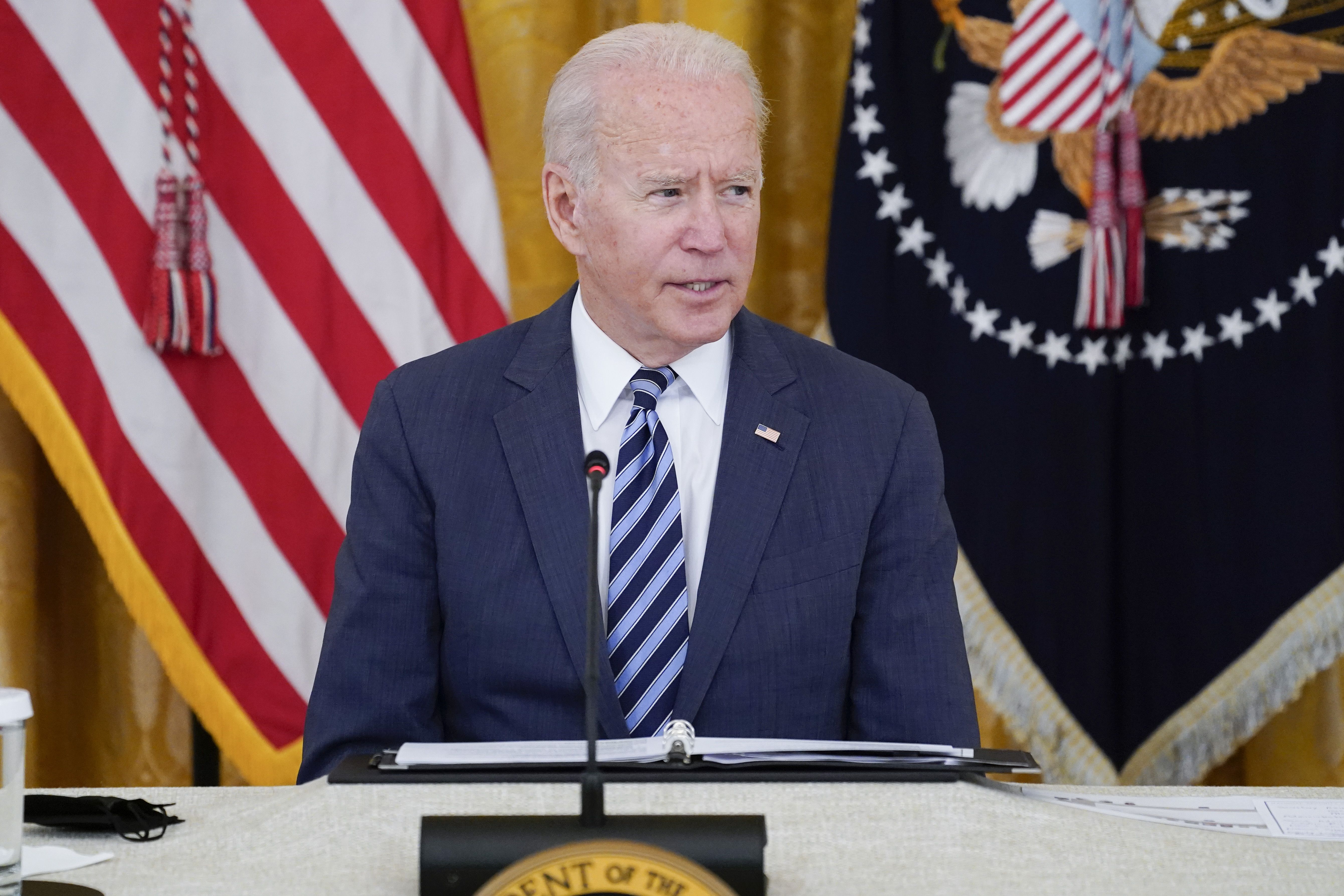 President Joe Biden speaks during a meeting about cybersecurity at the White House on Aug. 25, 2021. Biden's administration announced a national cybersecurity strategy Thursday, which aims to create a safe digital environment.