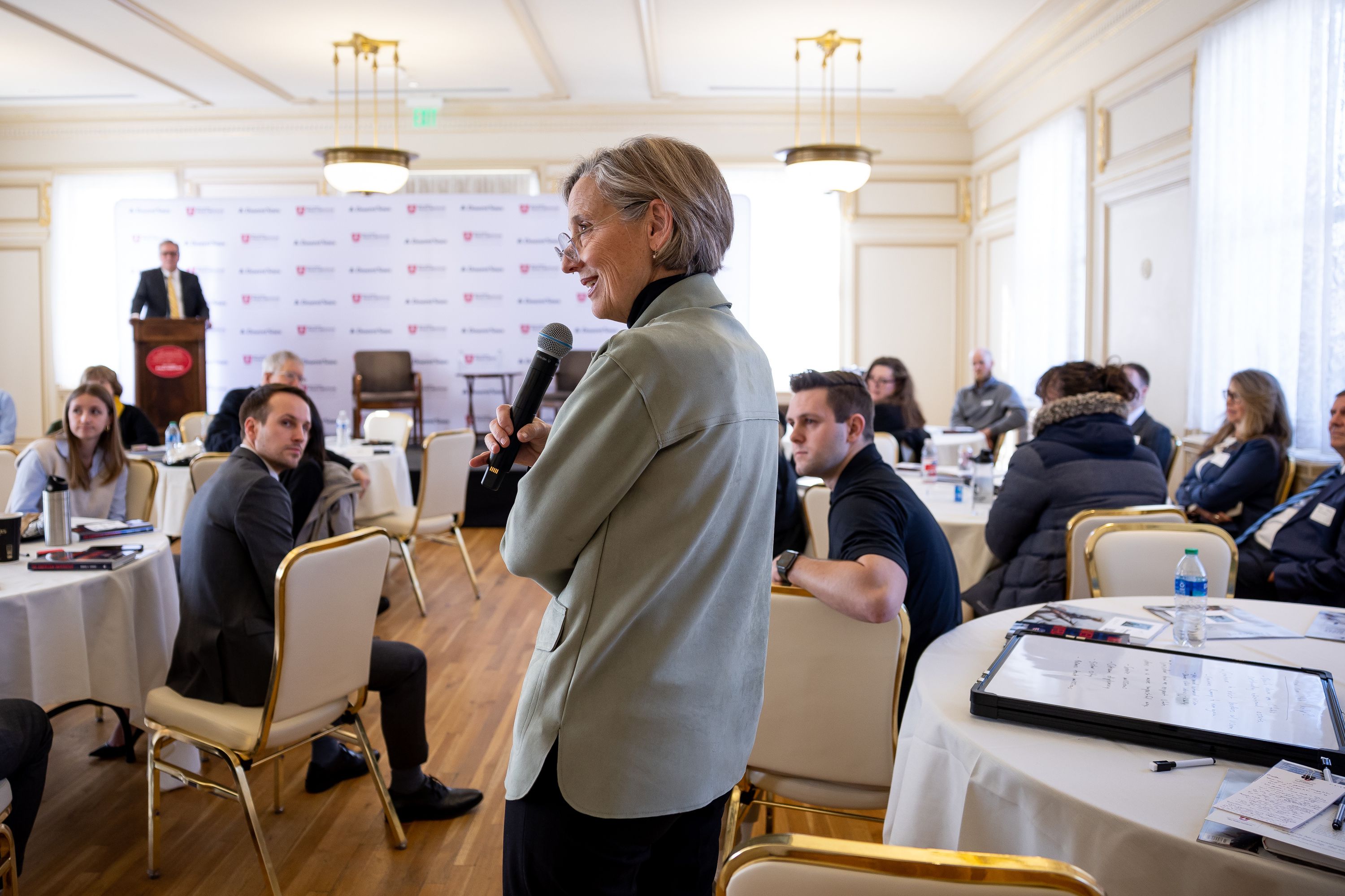 Natalie Gochnour, director of the Kem C. Gardner Policy Institute, speaks during an event hosted by Deseret Magazine at the institute in Salt Lake City on Thursday.
