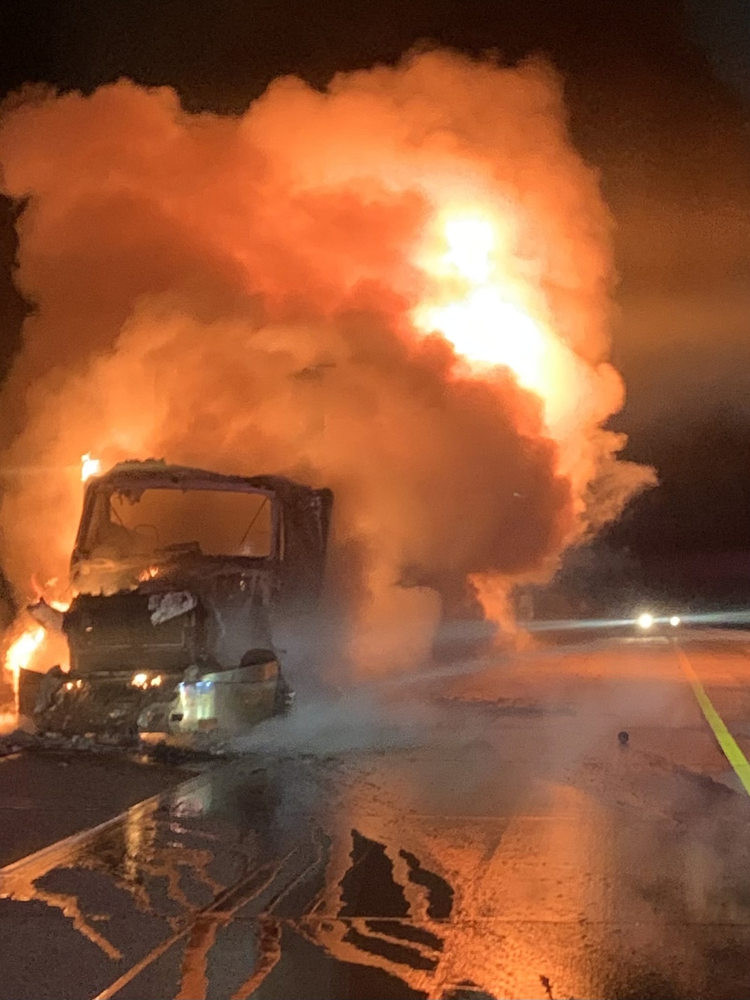 A long-haul truck driver's vehicle caught on fire Wednesday. It was a crazy end to his 40-year career.