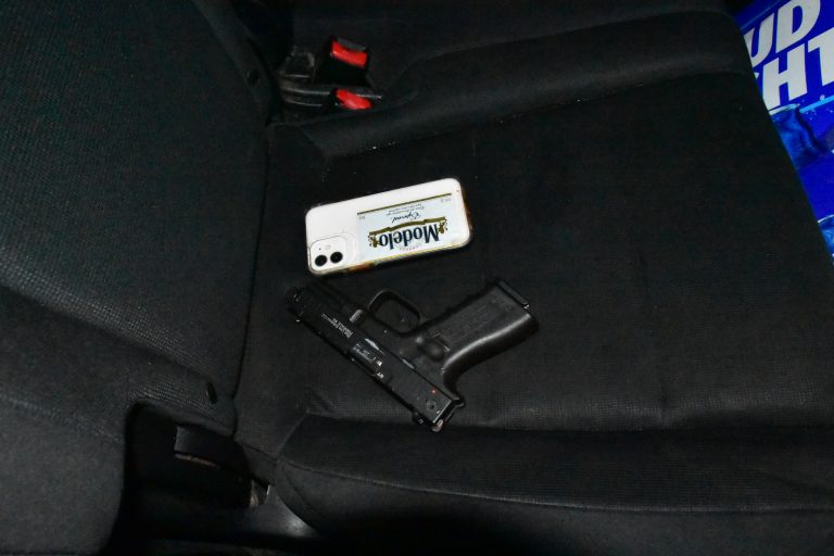 A .22-caliber pistol was collected as evidence in a drive-by shooting near Cedar City, Tuesday. Six people were arrested in the case.